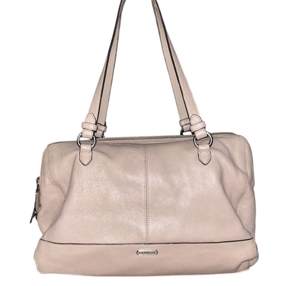 Coach 3 Zip Vermillion Gray Leather Purple Lining Katheryn Satchel Bag F31324